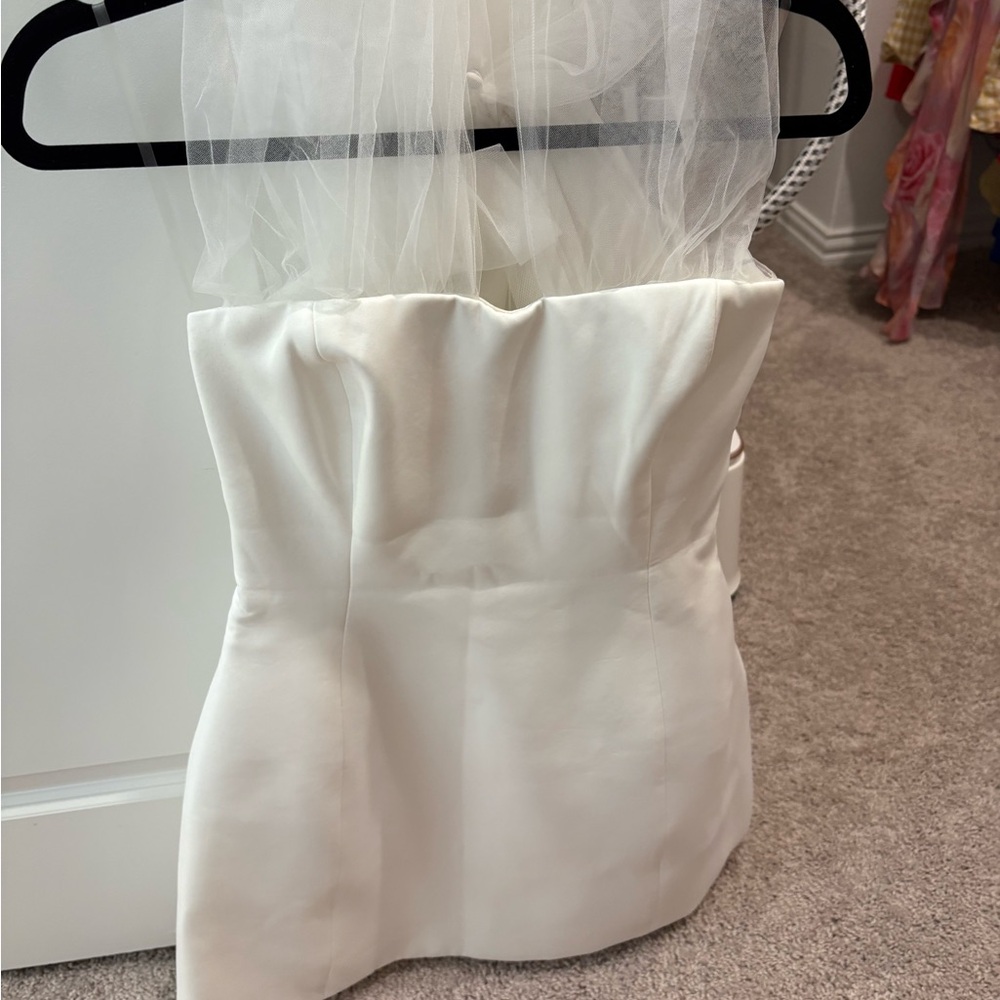 Meshki Ivory Strapless Gown with bow
